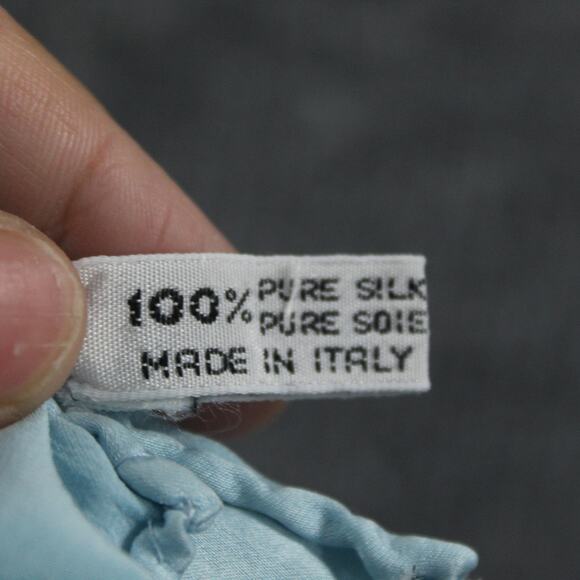 Vintage Chanel Silk Scarf One Light Blue Chain Print Made in Italy CC Logo - Picture 6 of 7